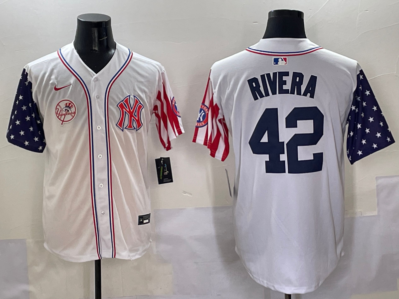 Men 2025  MLB New York Yankees #42 Rivera white jersey style 6